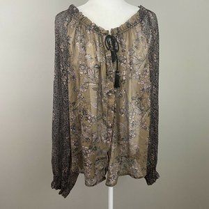 Free People | Sheer Hendrix Peasant Floral Blouse